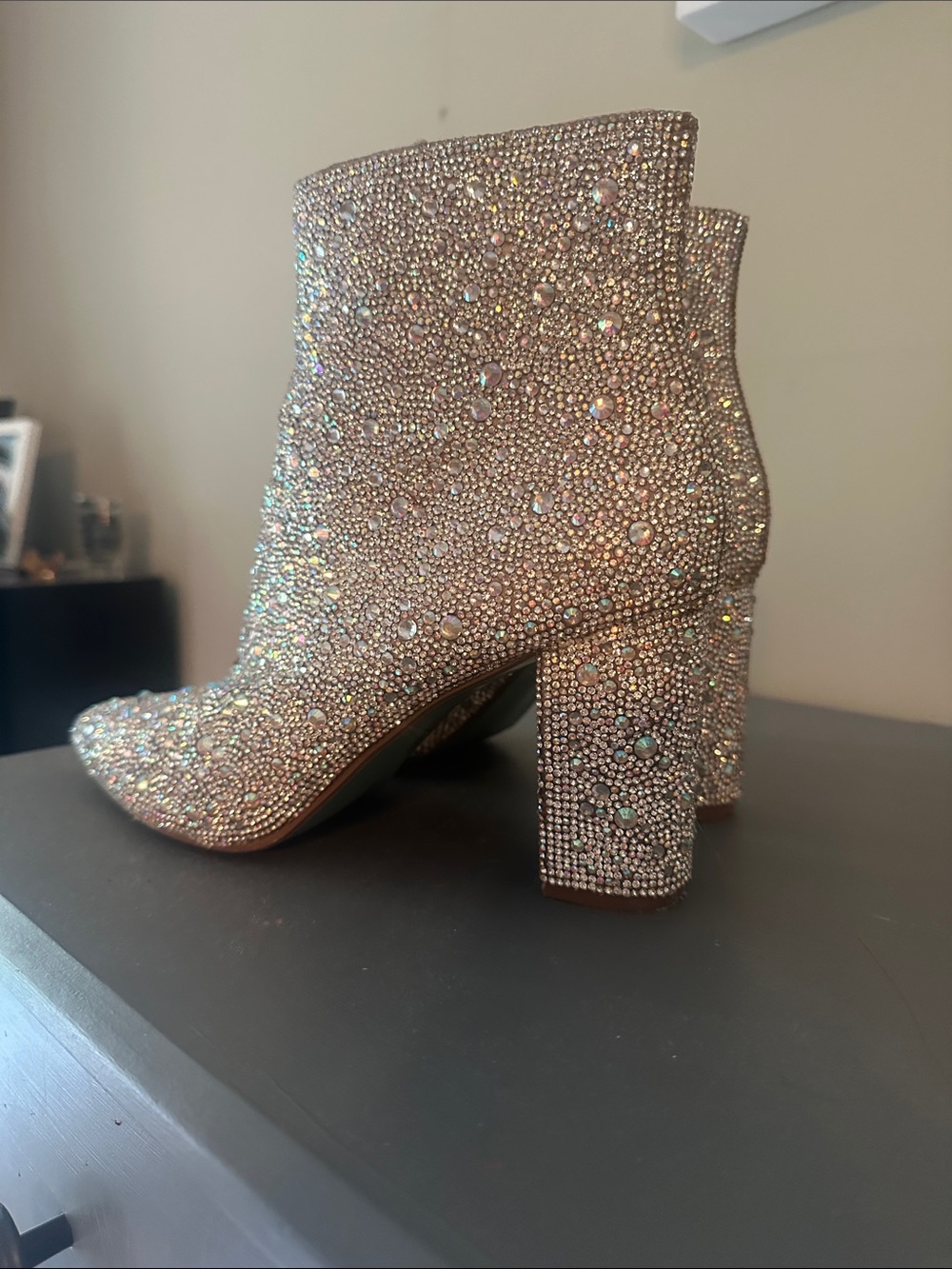 Betsey Johnson Silver Crystal Embellished Ankle Booties - Picture 2 of 5